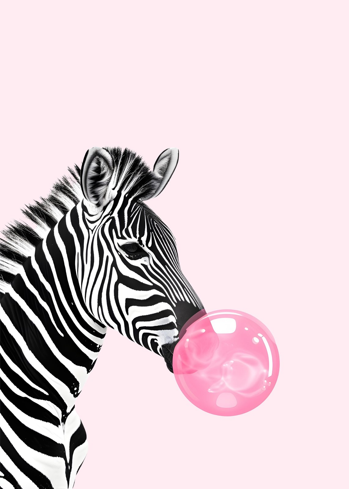 Playful Zebra Bubblegum Pop Art Wall Art