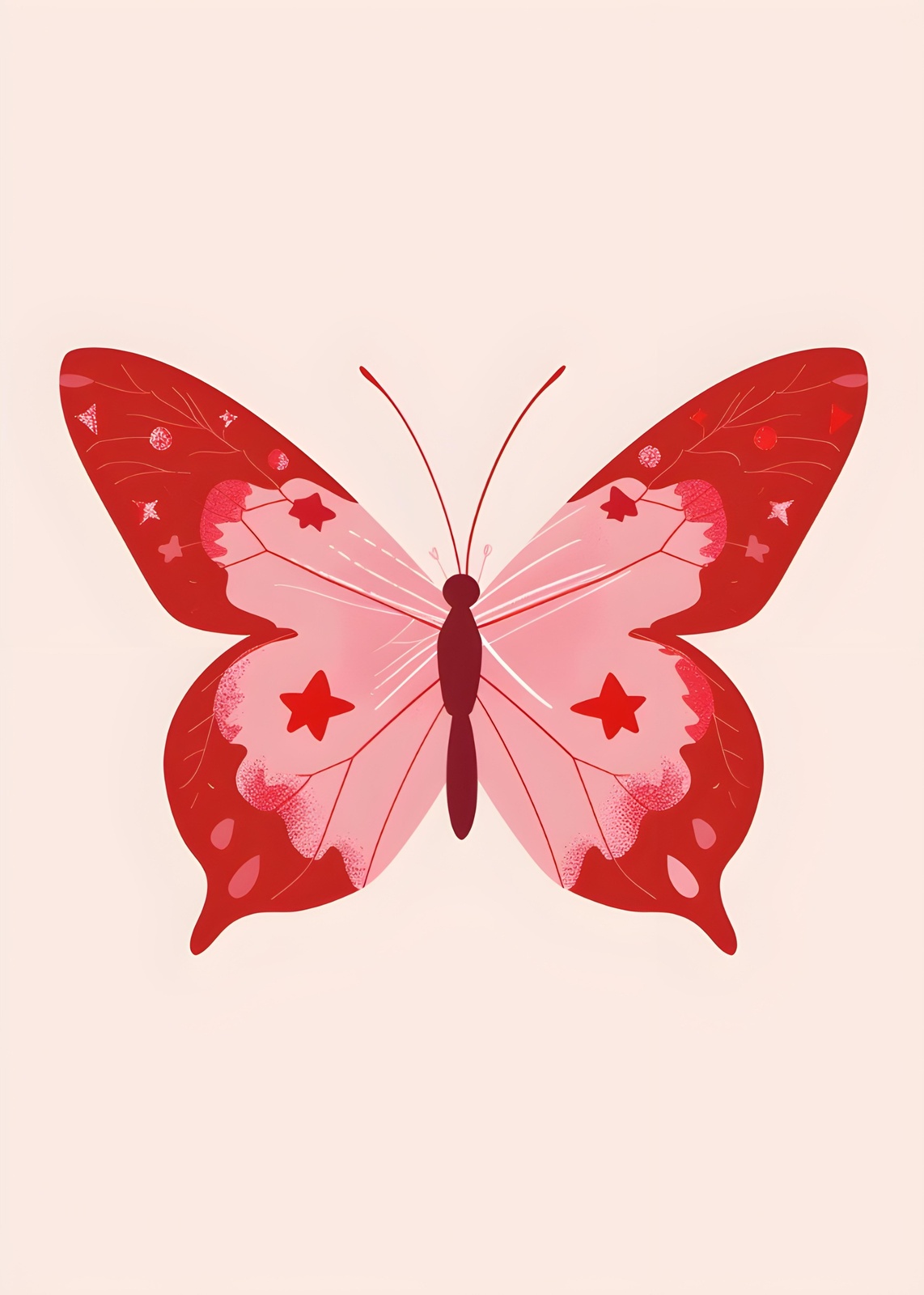 Charming Red Butterfly Art Wall Art