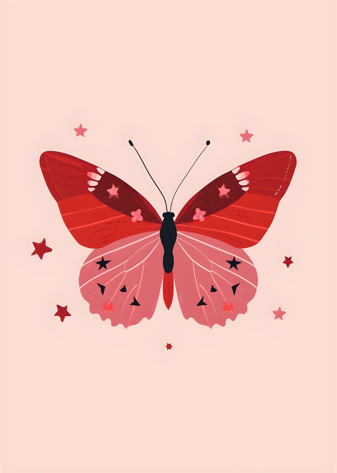 Whimsical Butterfly & Stars Wall Art