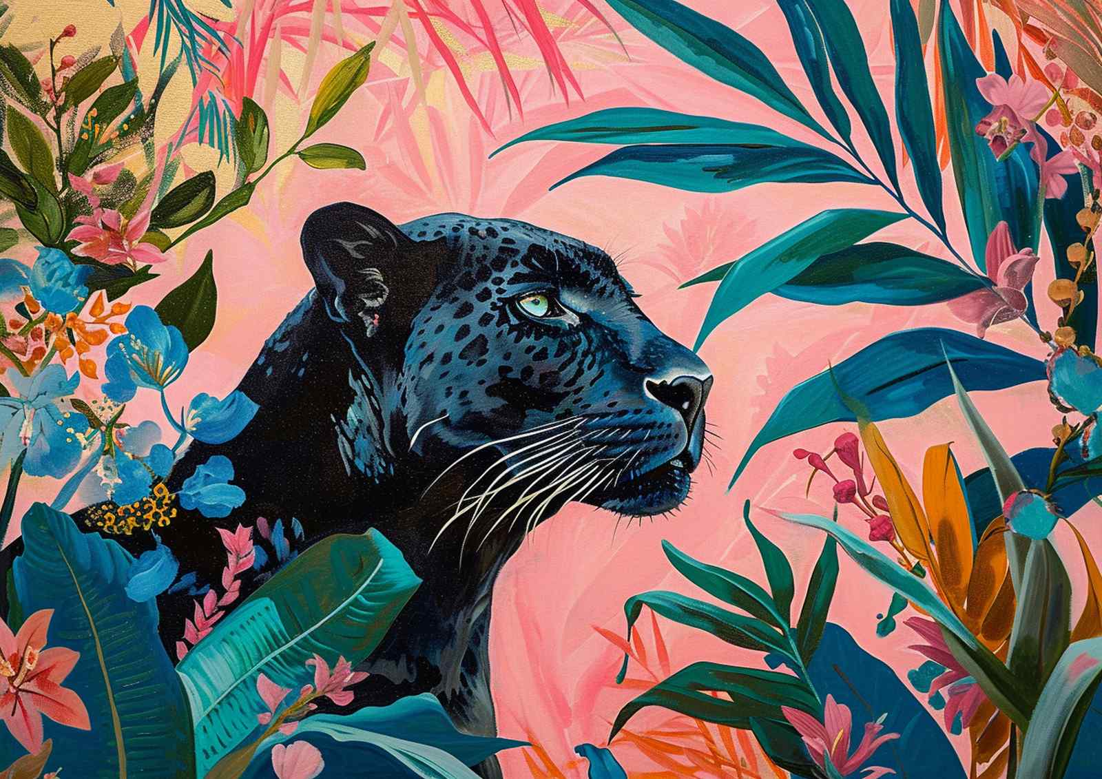 Black Panther Tropical Jungle Wall Art