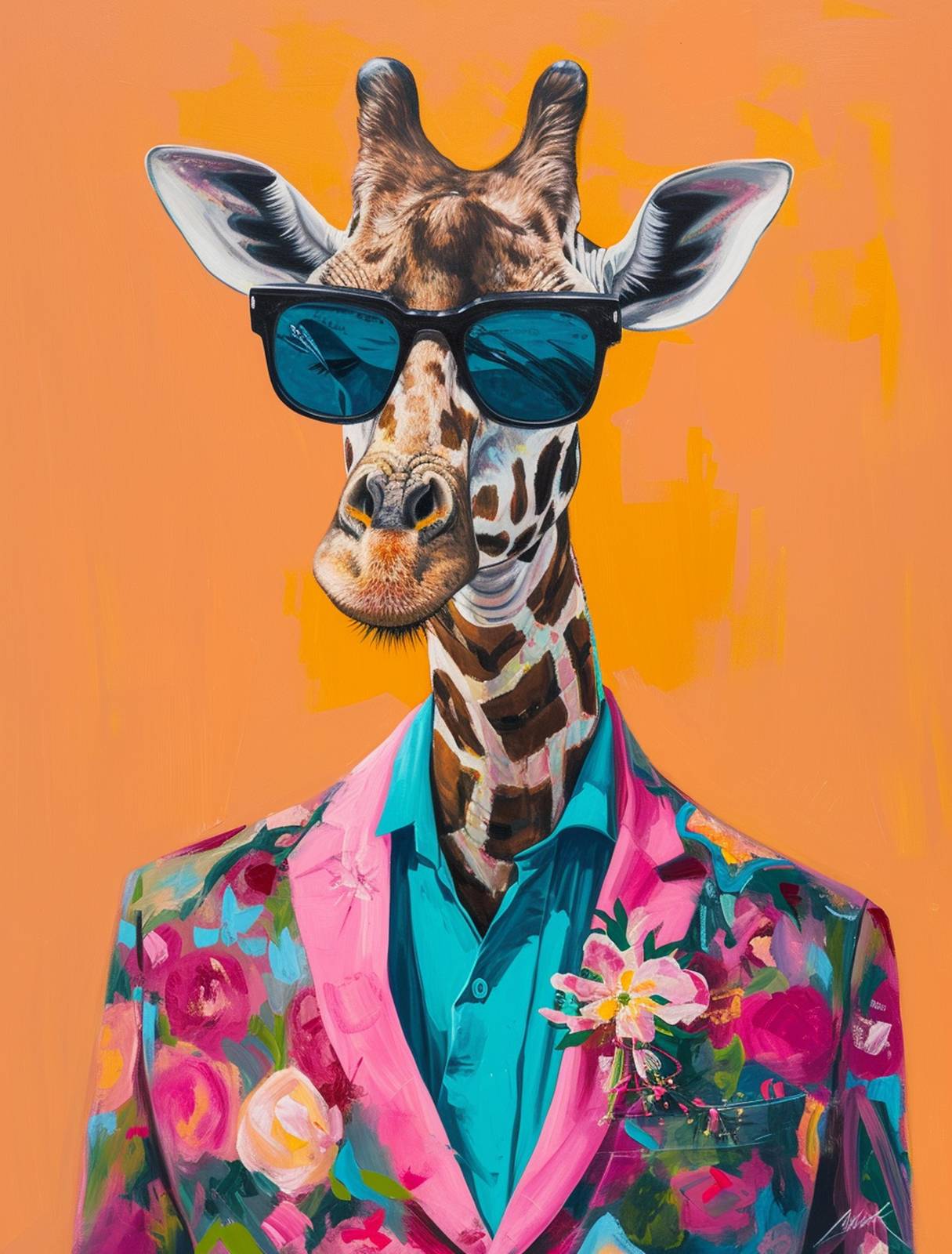 Dapper Giraffe Tropical Blazer Wall Art