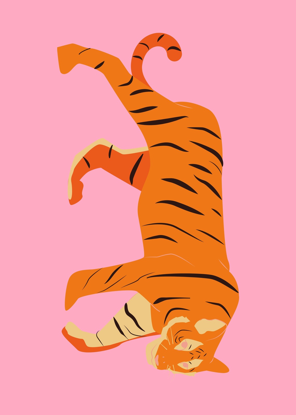 Playful Tiger Mid-Air Wall Art