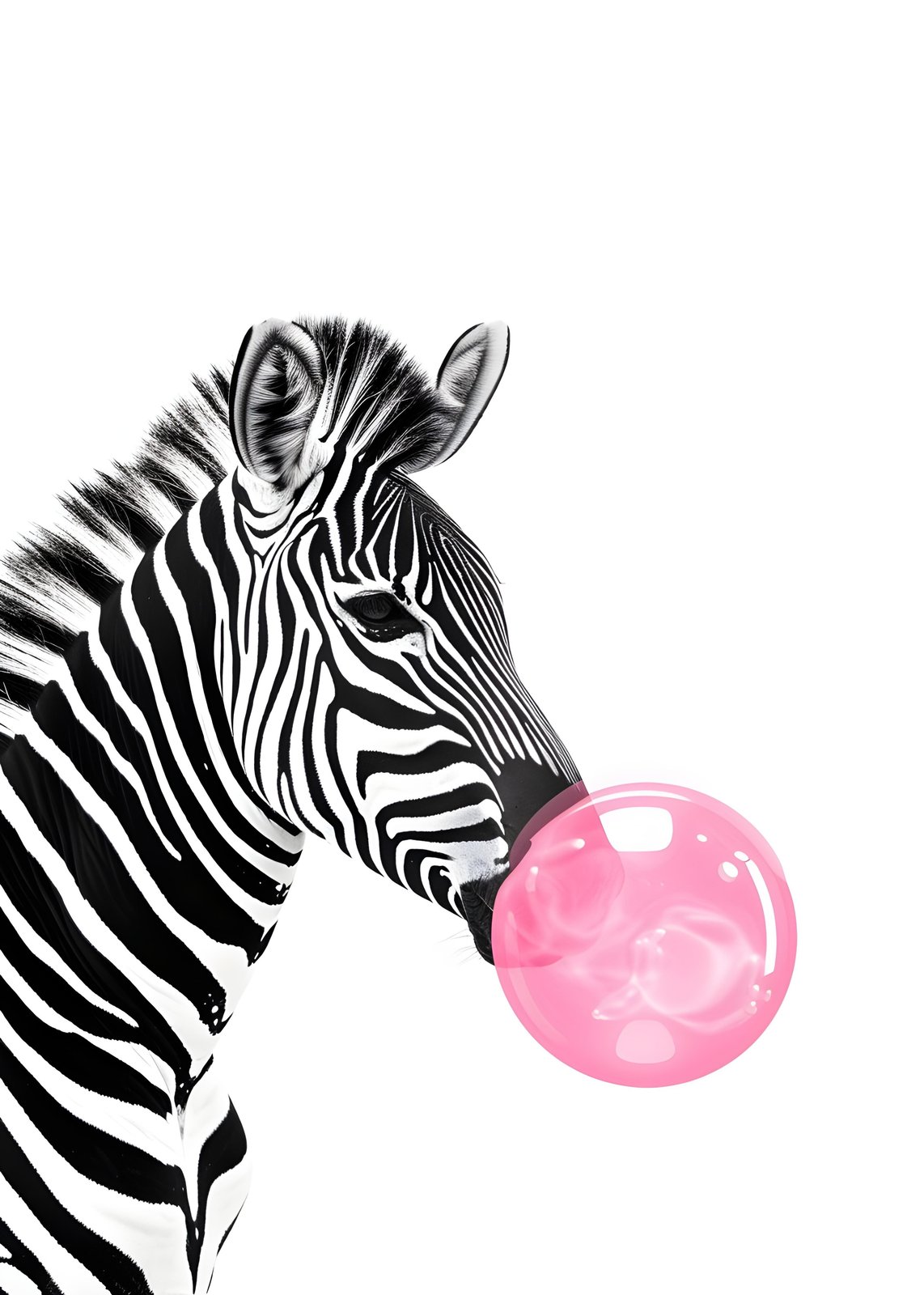 Playful Zebra Bubblegum Pop Art Wall Art