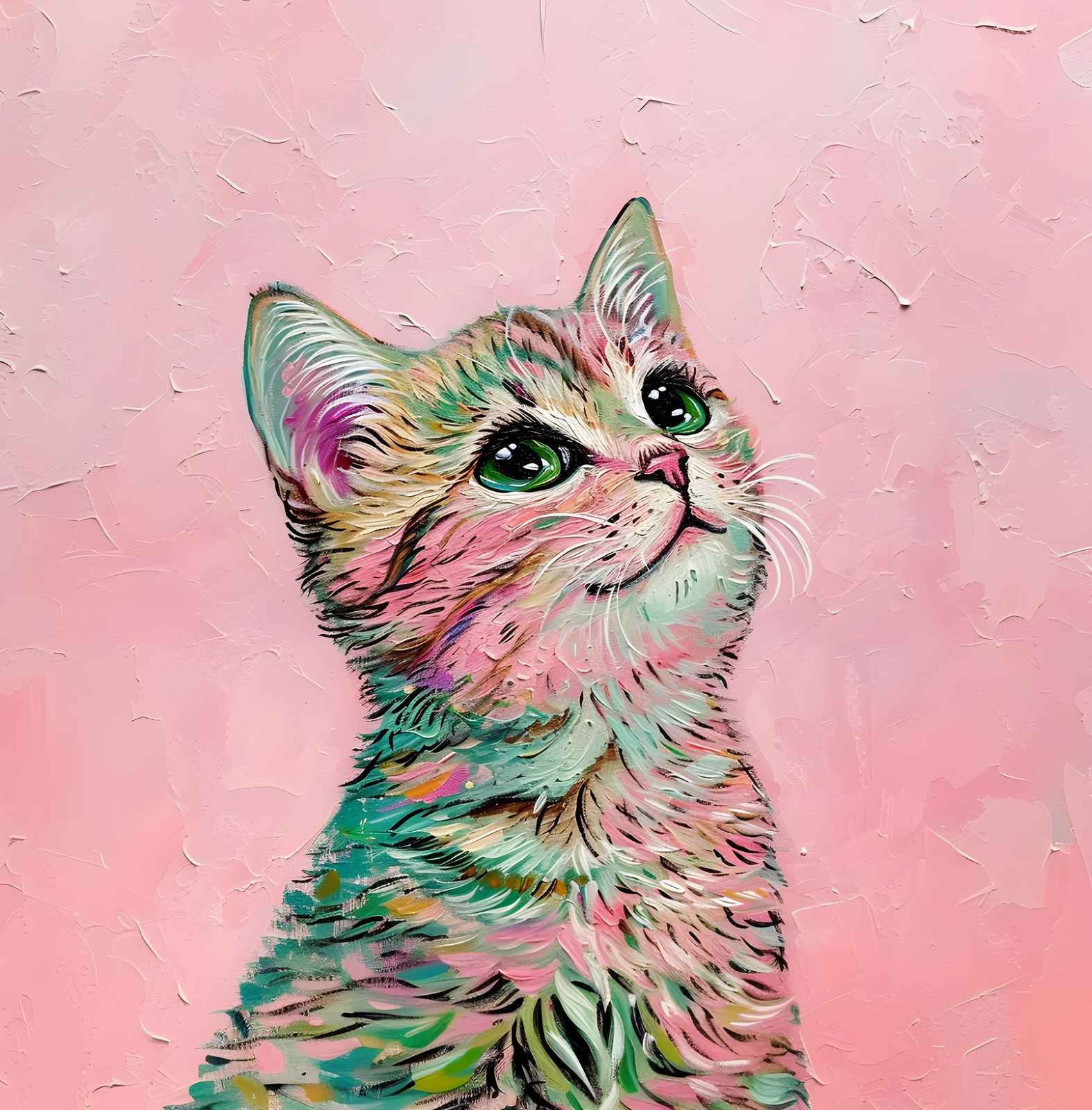 Whimsical Kitten Portrait Wall Art