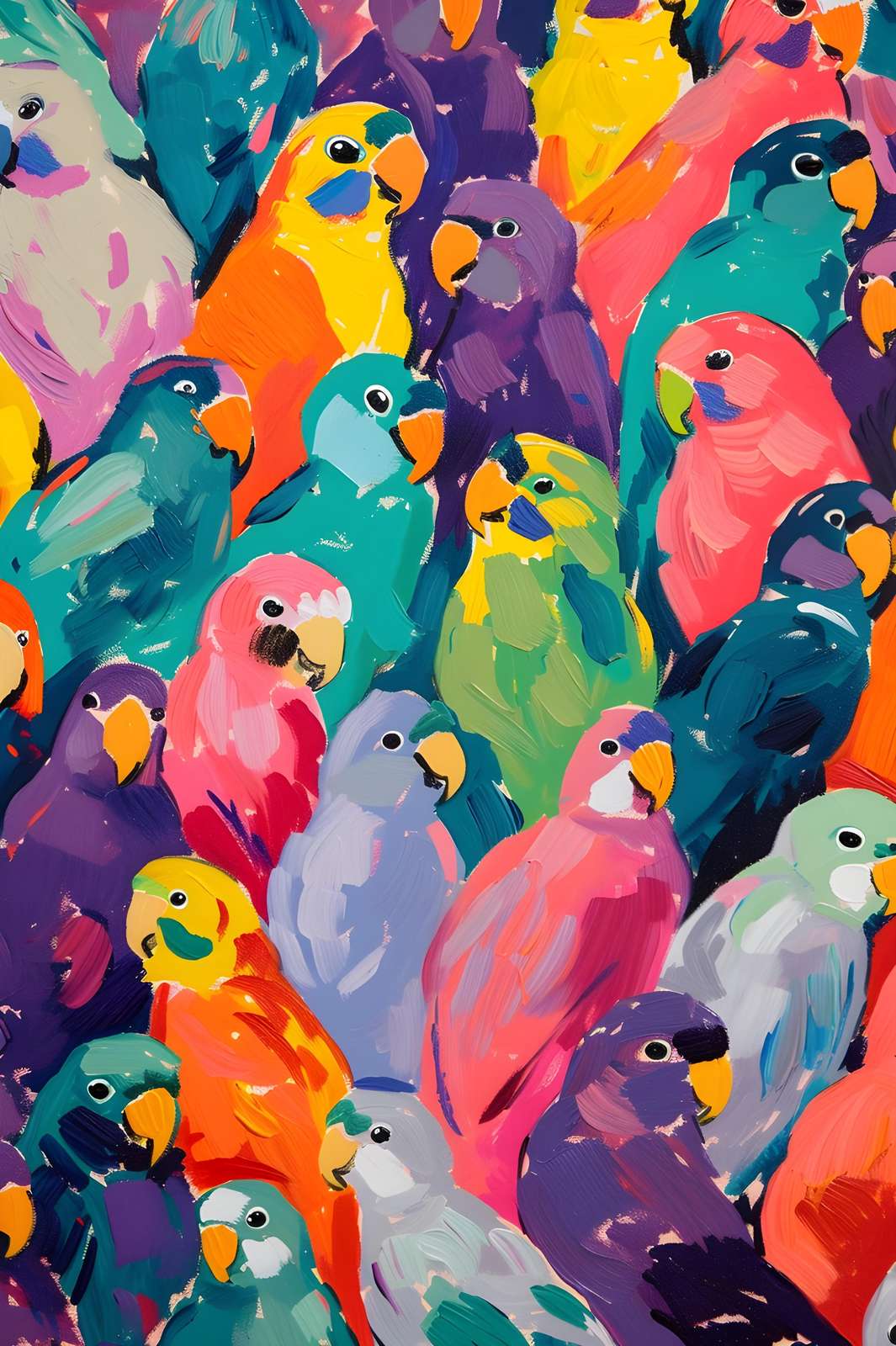 Vibrant Parrot Flock Wall Art - Tropical Wall Art