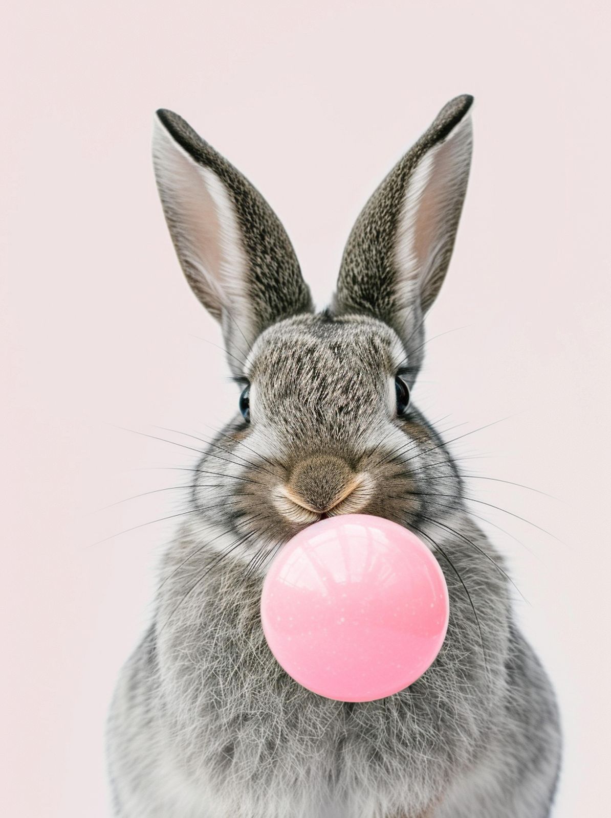 Cute Bunny Blowing Bubble Gum Wall Art
