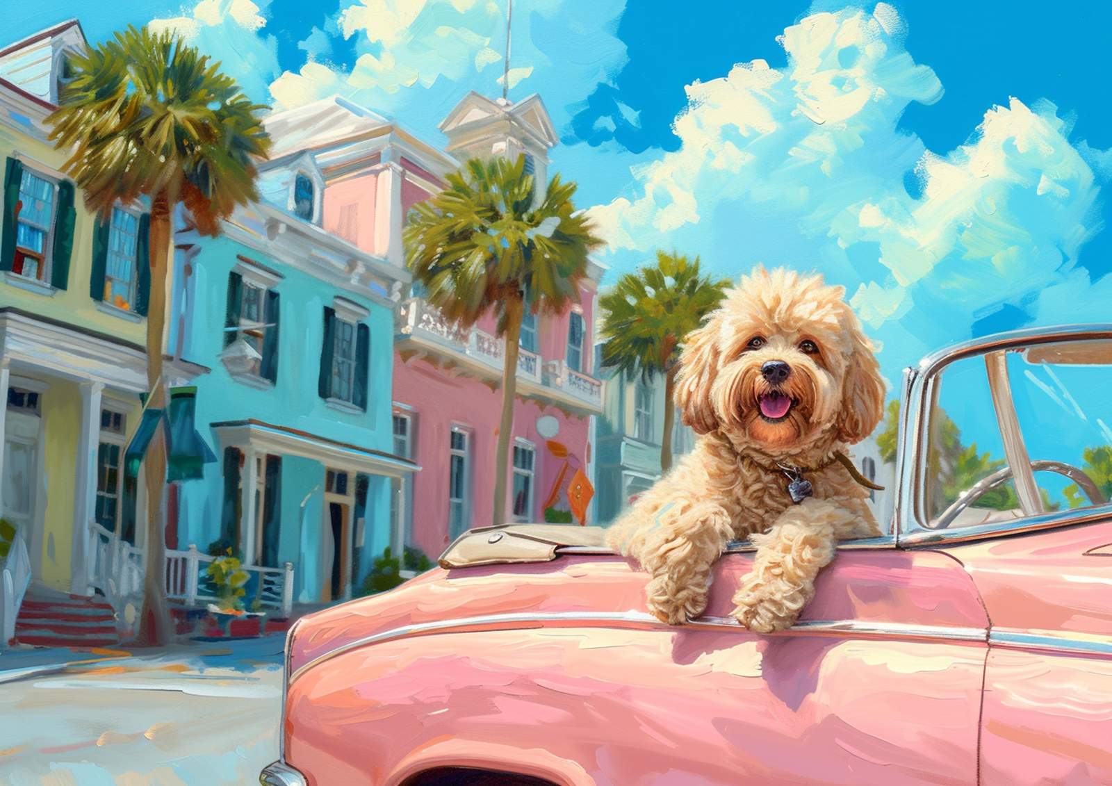 Happy Dog Convertible Pastel Street Wall Art