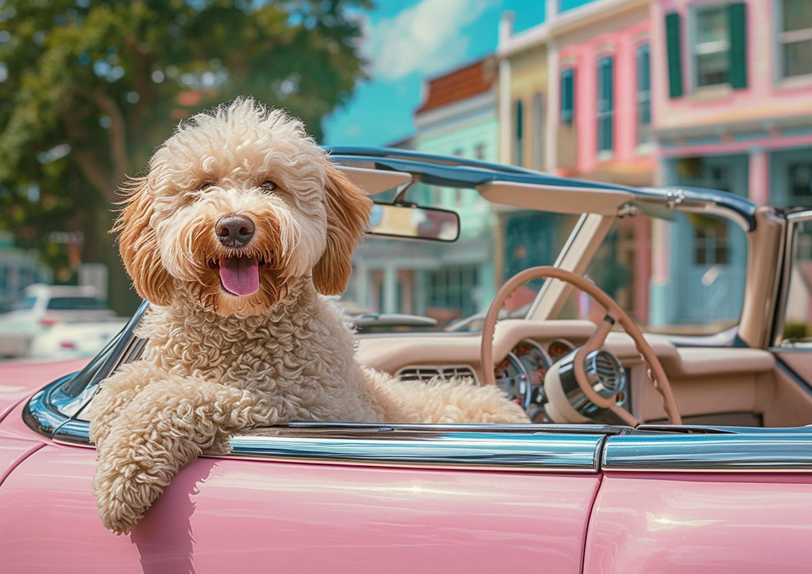 Joyful Dog in Pink Convertible Wall Art