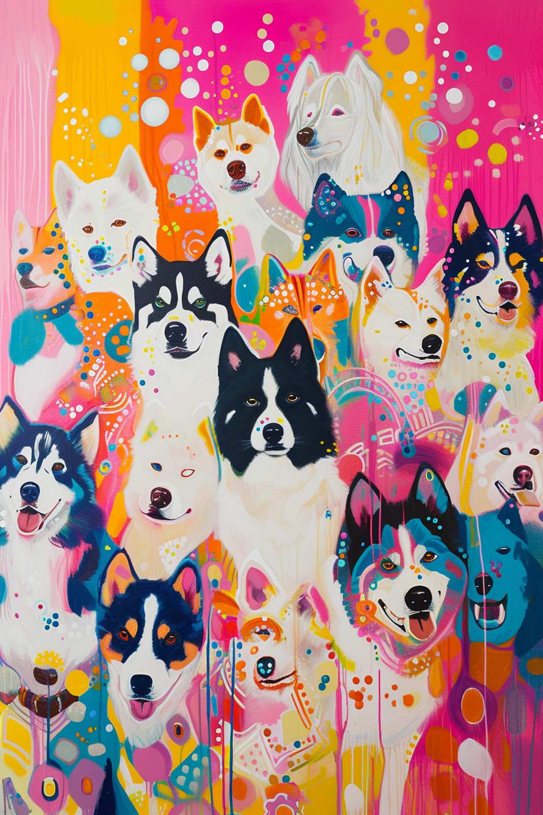 Vibrant Dog Portrait Pop Art Wall Art