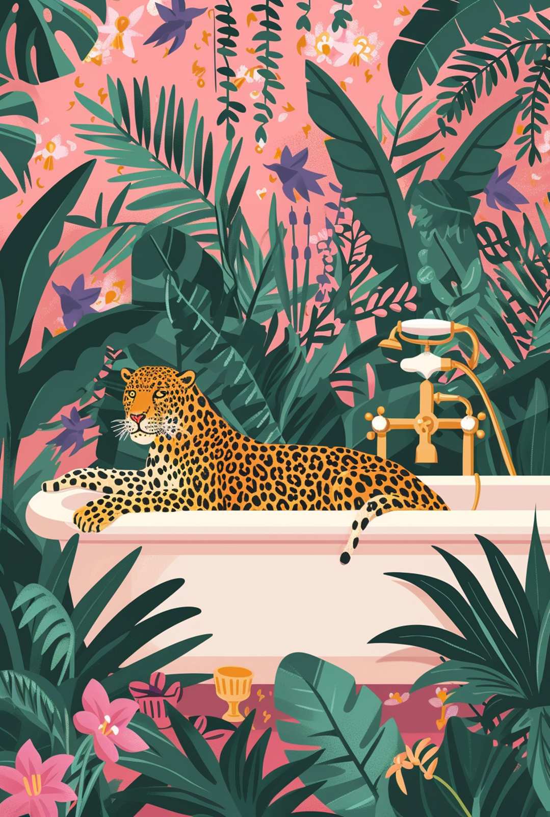 Jungle Luxury Leopard Bath Wall Art