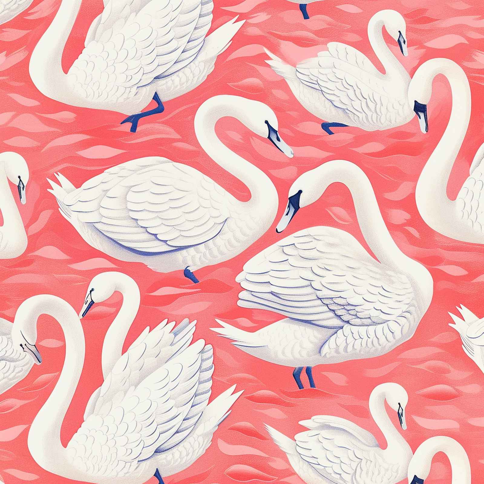 Serene Swan Flock Wall Art