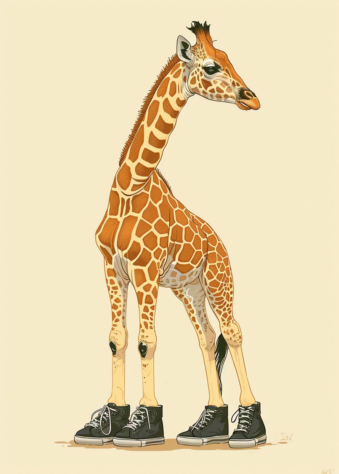 Cool Giraffe with Sneakers Wall Art