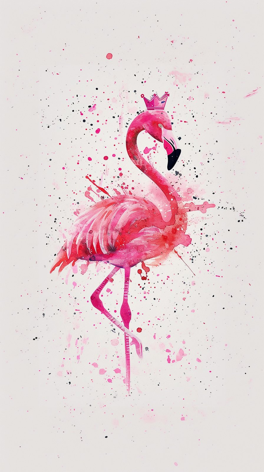 Pink Crowned Flamingo Watercolor Wall Art