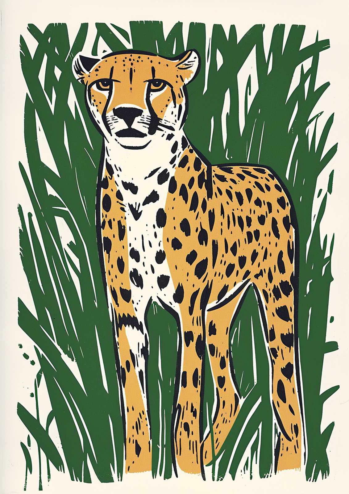 Majestic Cheetah in Lush Grass Wall Art