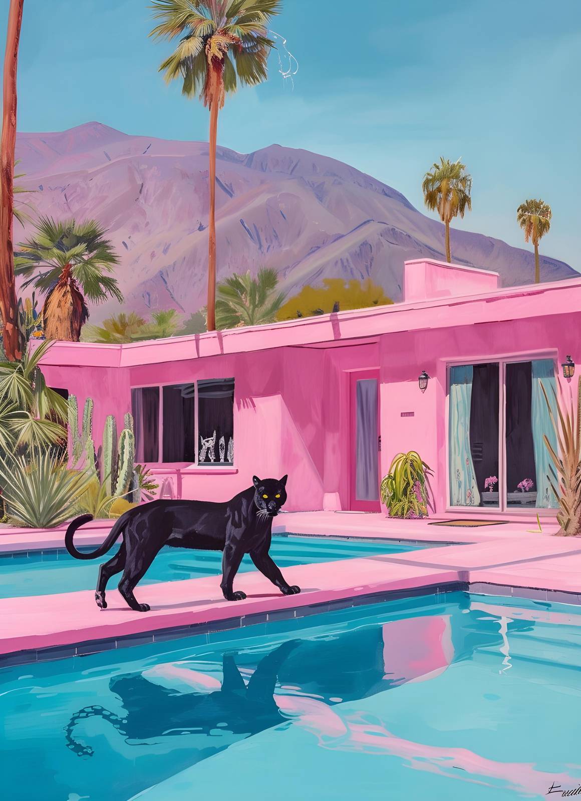 Glamorous Black Panther Desert Oasis Wall Art