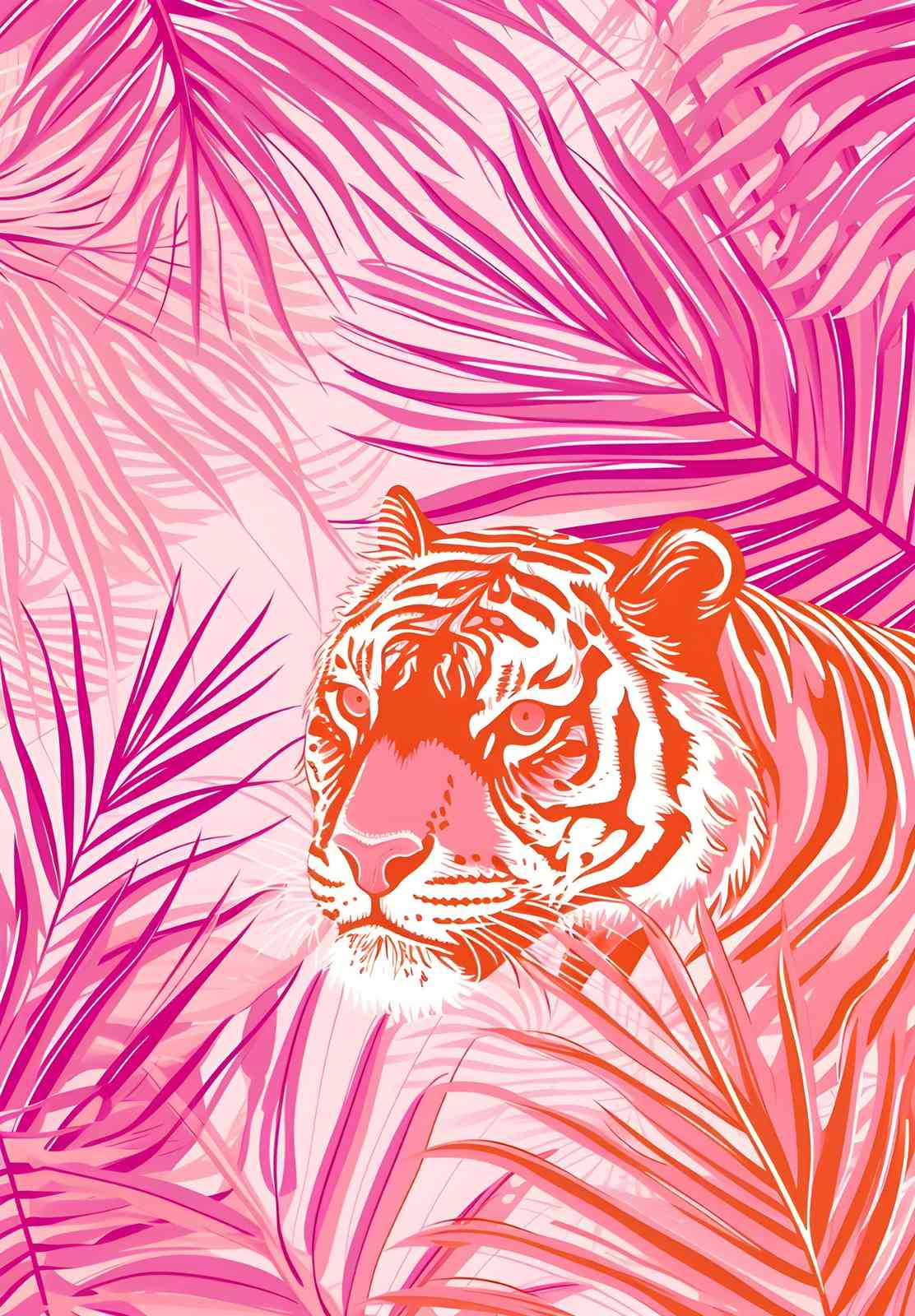 Bold Pink Tiger Jungle Wall Art