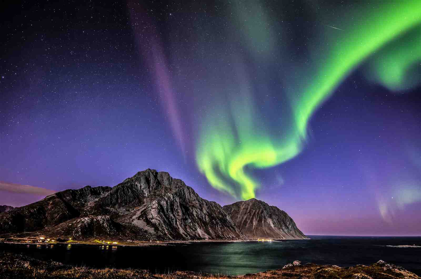 Aurora Borealis Mountains & Sea Wall Art