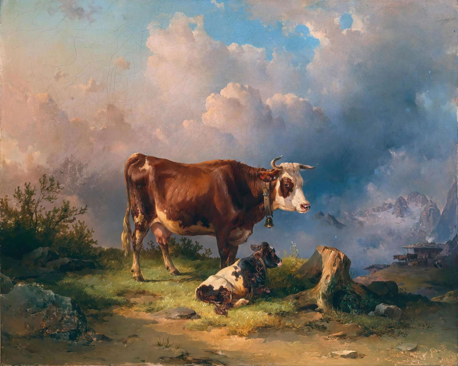 Alpine Serenity: Cows in Mountain Landscape Wall Art