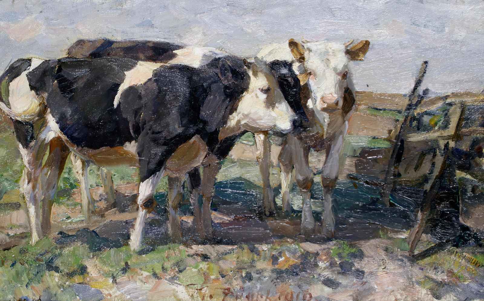 Charming Holstein Cows Rural Landscape Wall Art