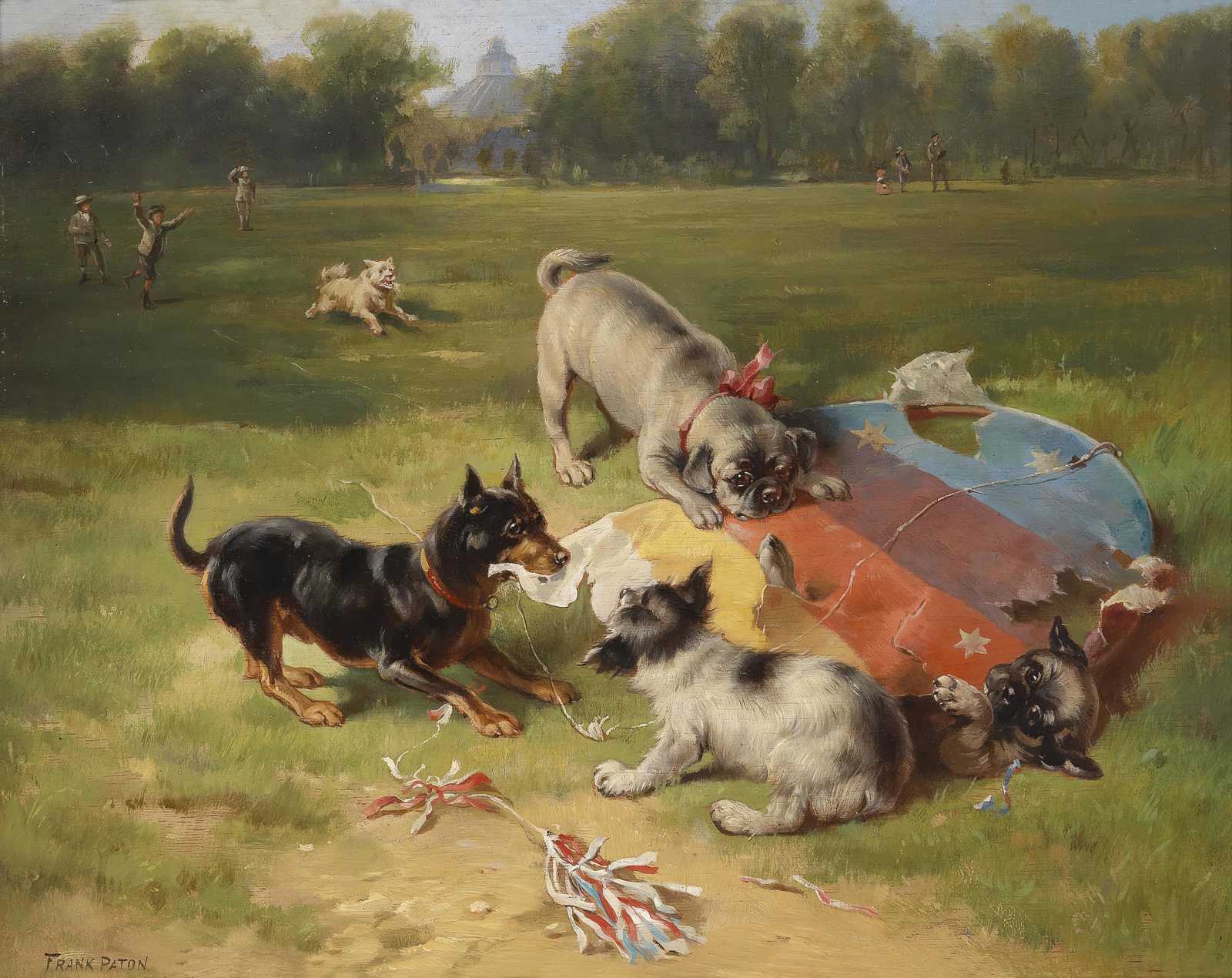 Whimsical Dogs & Kite Fun Wall Art