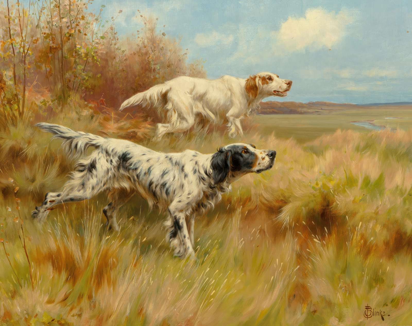 Elegant Setters in Field Wall Art