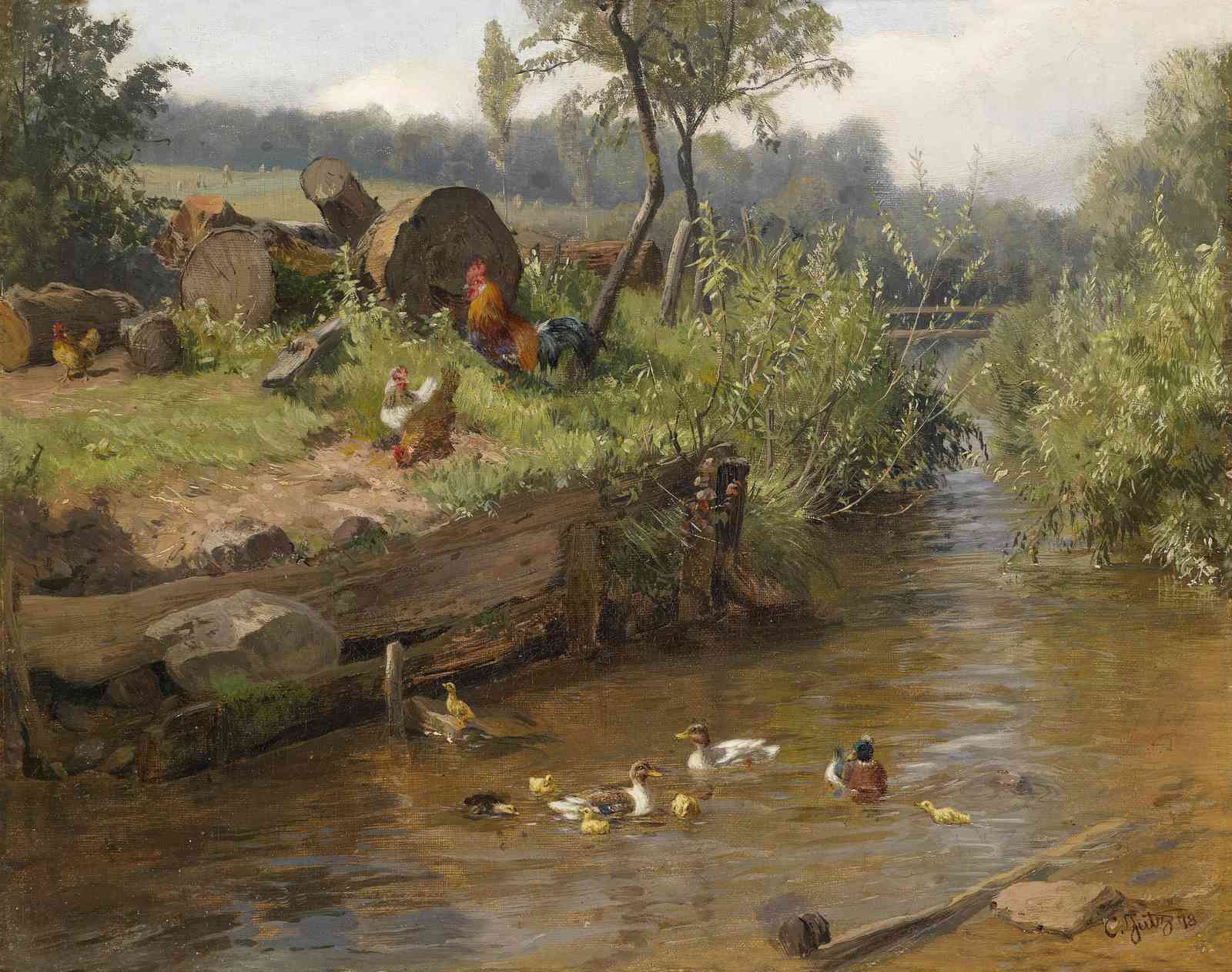 Farmyard Ducks & Chickens Wall Art