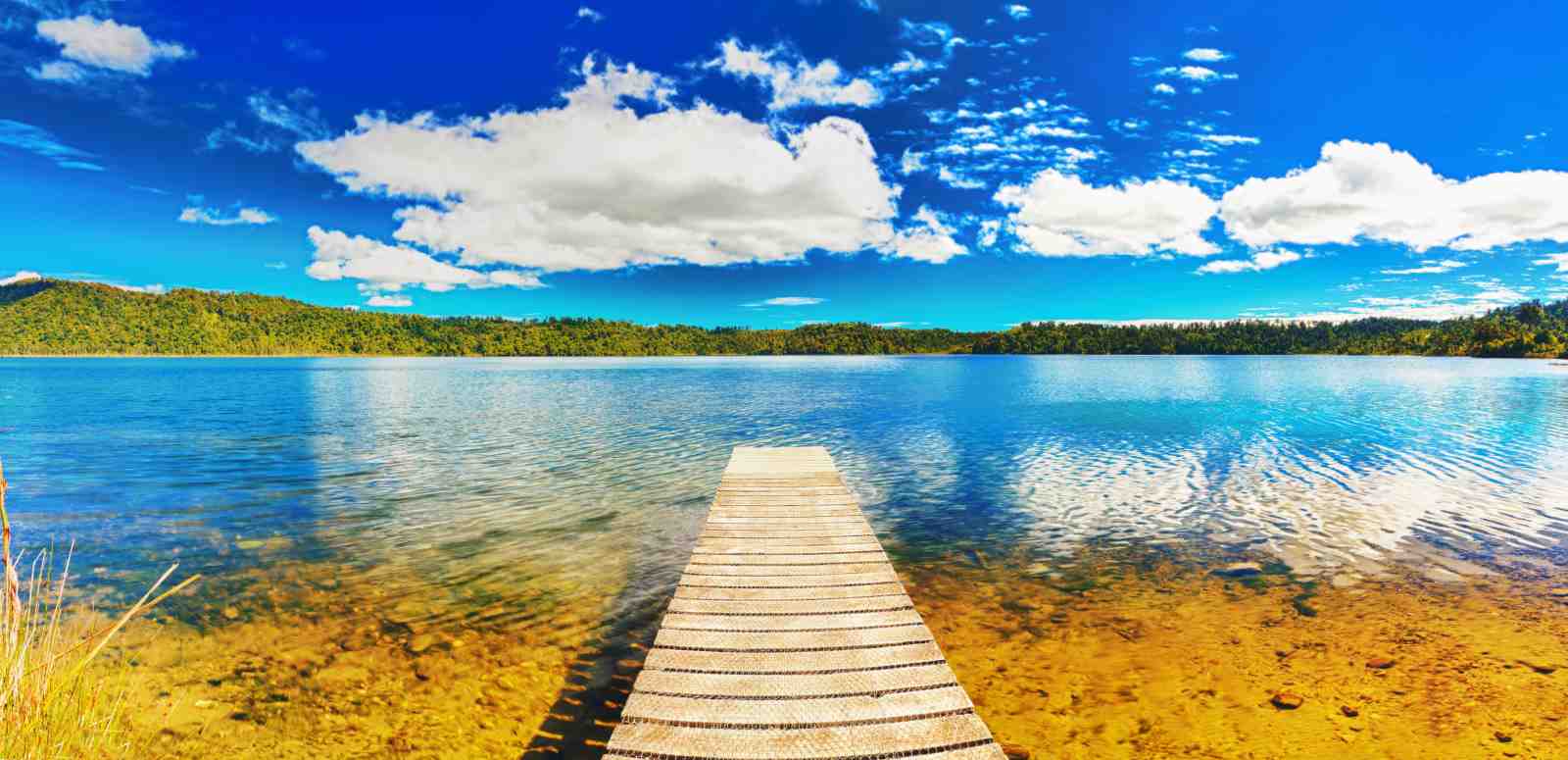 Tranquil Lake Dock Serene Landscape Wall Art