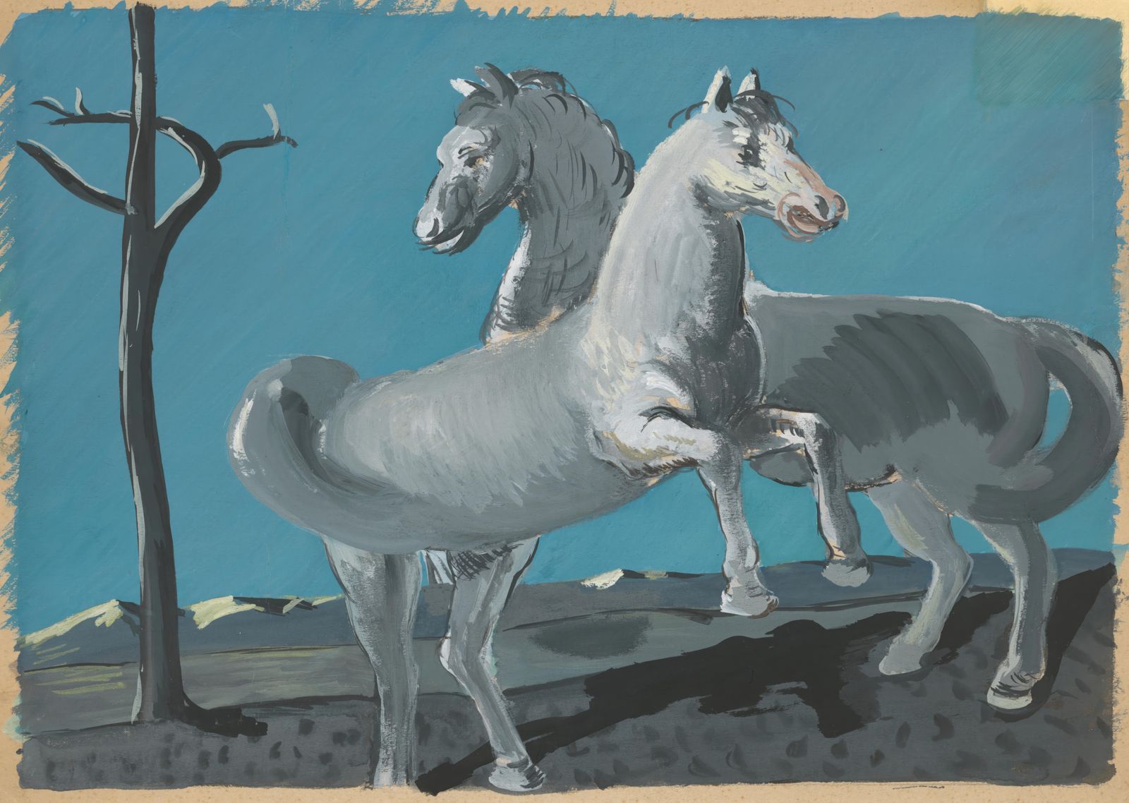 Elegant Gray Horses Landscape Wall Art