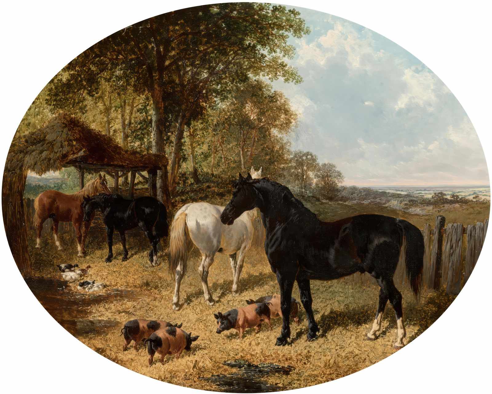 Majestic Equine Farm Life Oil Painting Wall Art