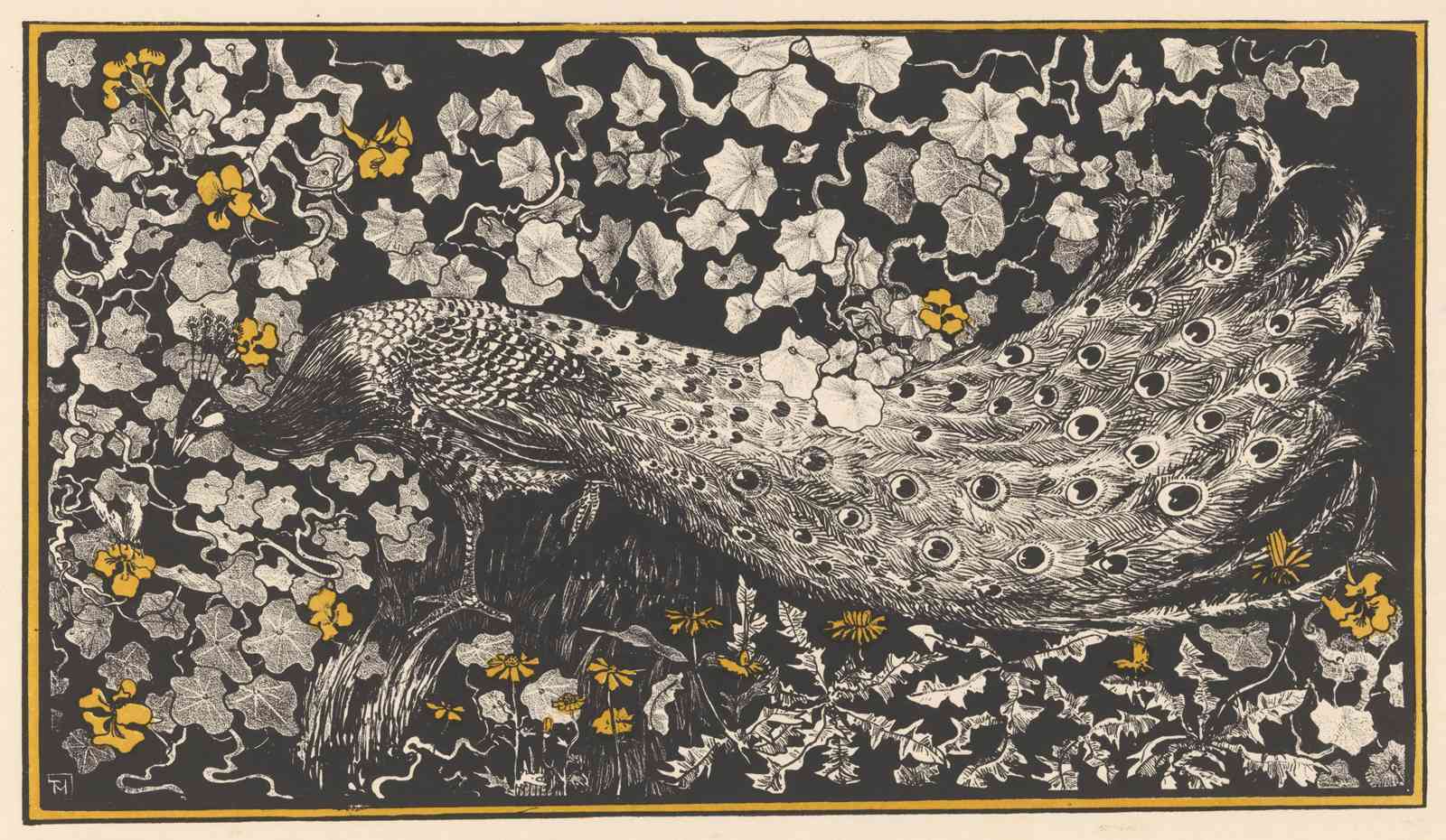 Art Nouveau Peacock Floral Wall Art