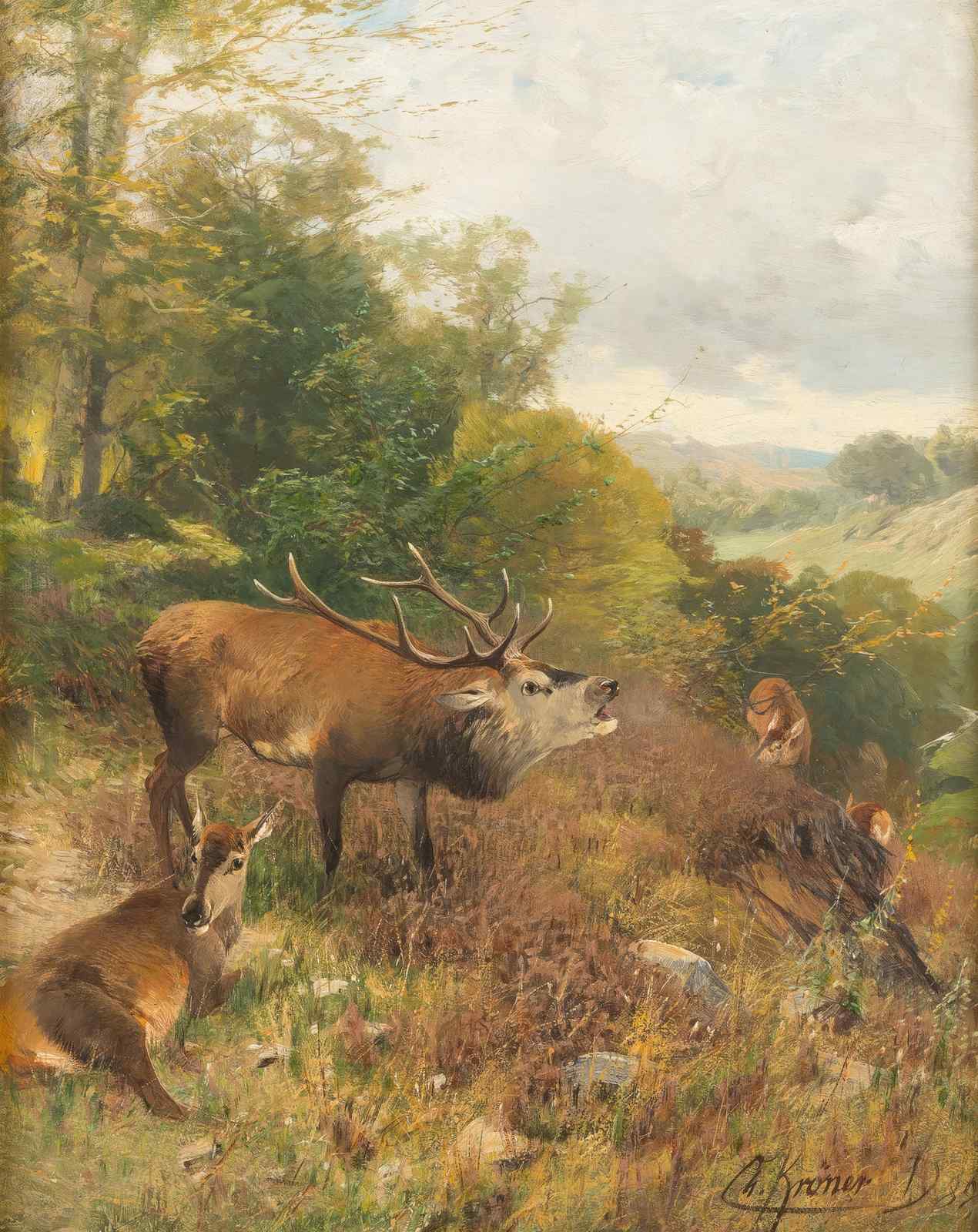 Majestic Stag Roar Forest Scene Wall Art