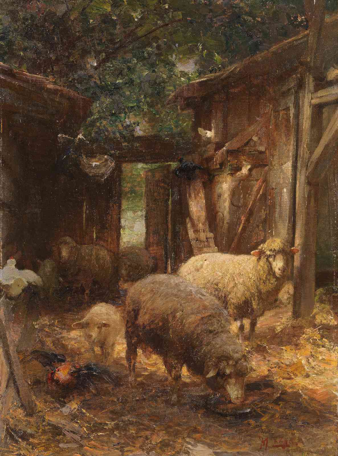 Rustic Farm Scene Sheep Wall Art