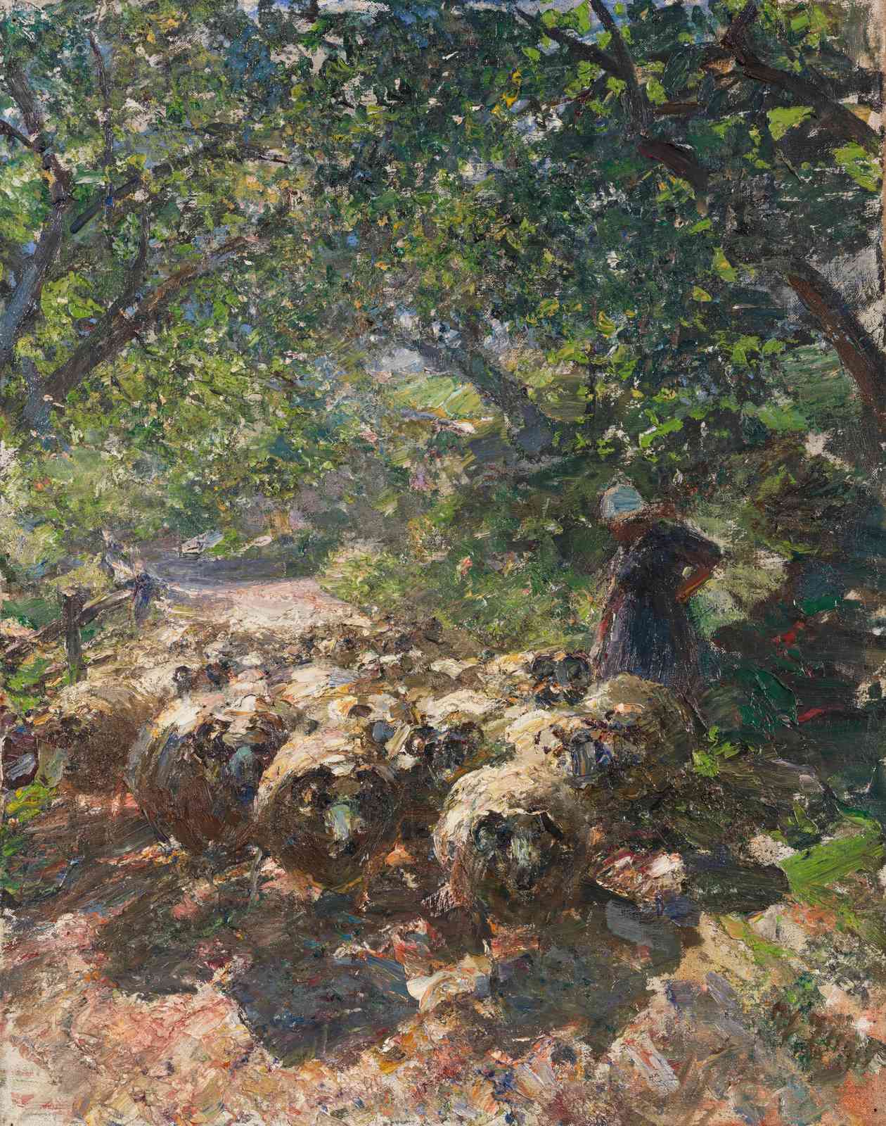 Shepherdess with Sheep Oil Painting Wall Art