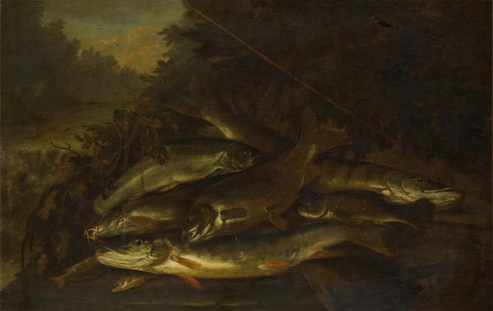 Vintage Still Life Fish & Rod Wall Art
