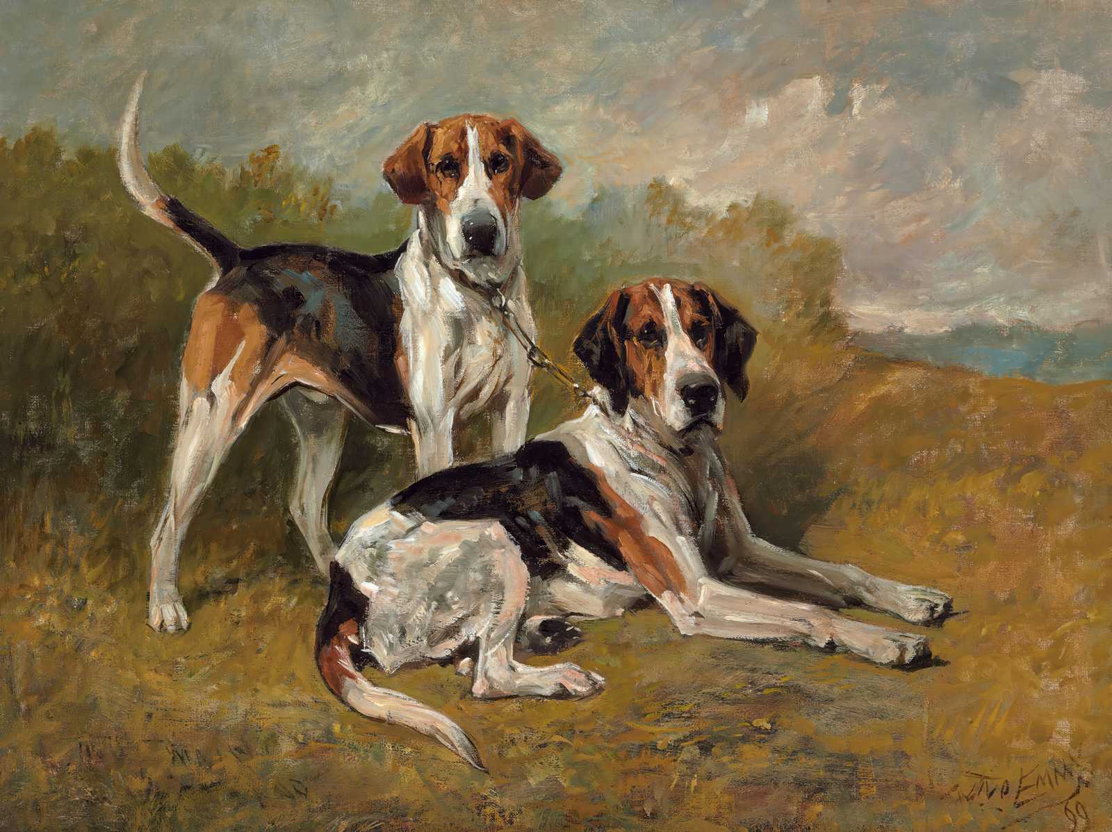 Elegant Hounds Landscape Wall Art