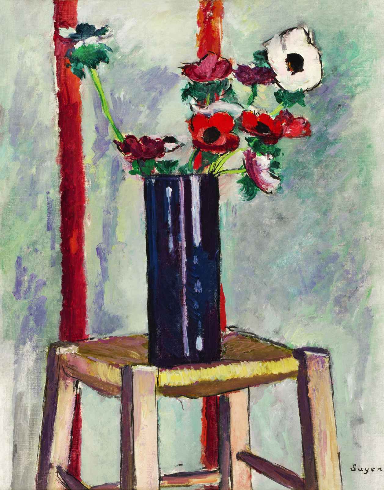 Vibrant Floral Still Life Red Anemone Wall Art
