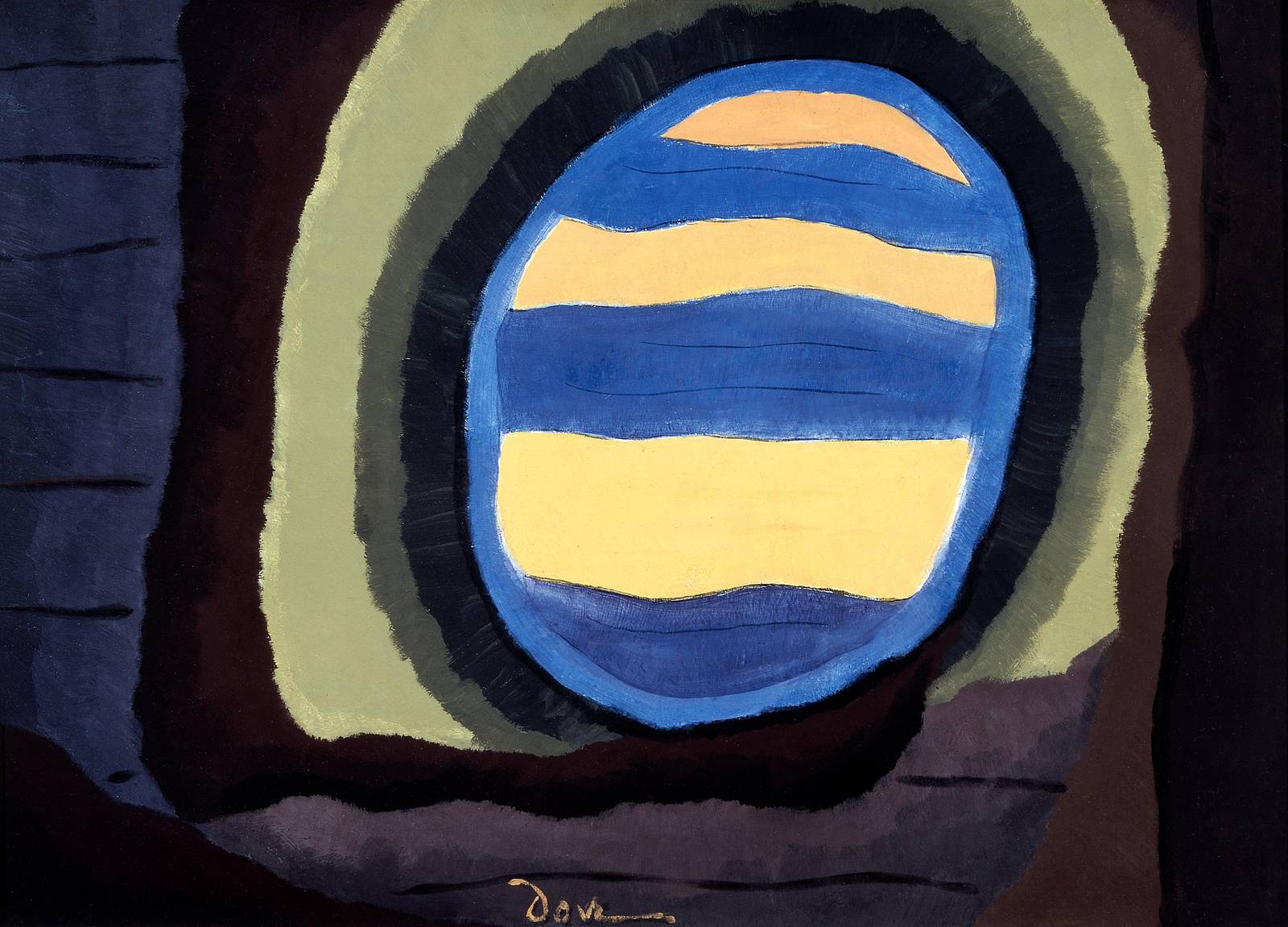 Abstract Blue Yellow Orb Wall Art
