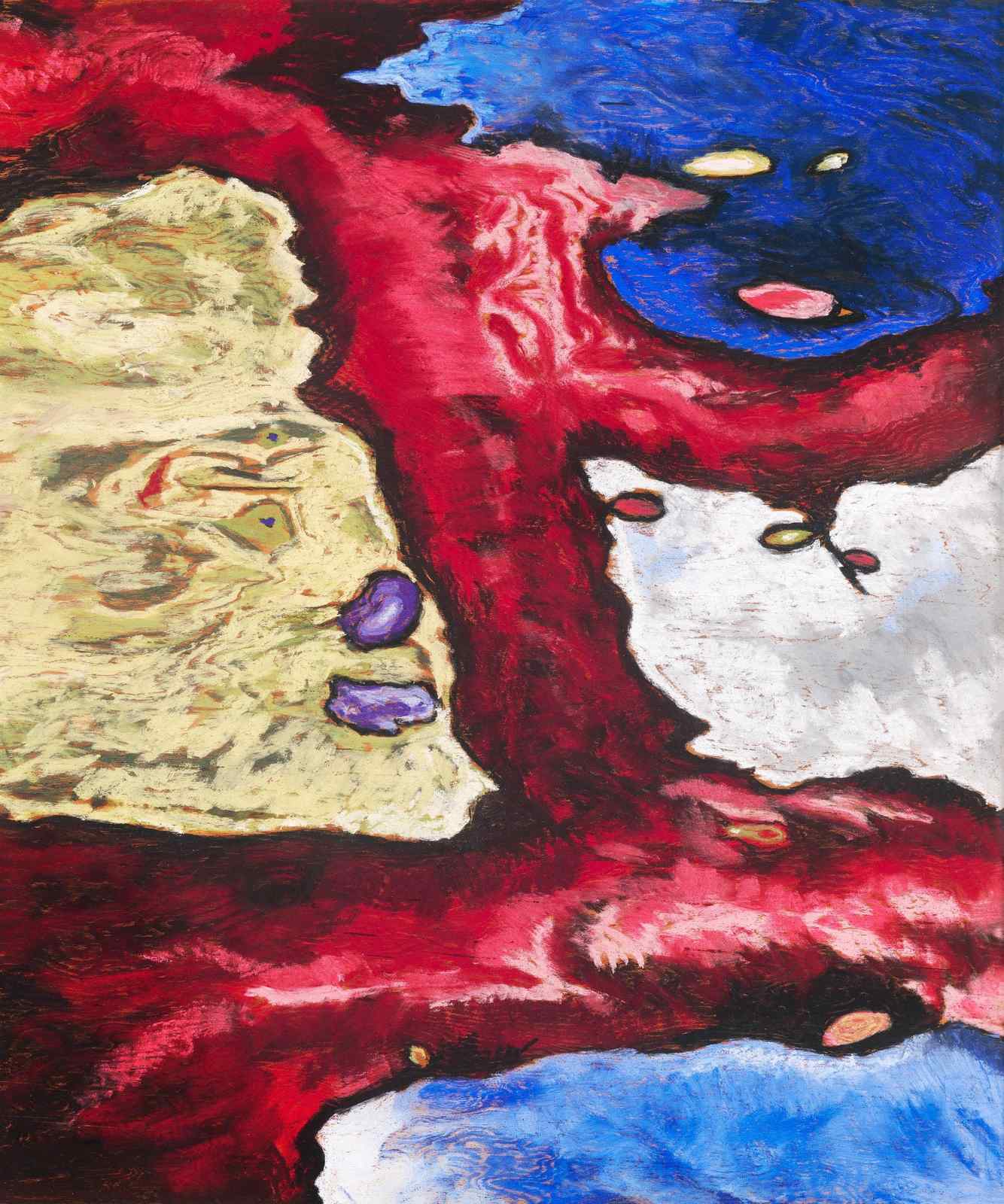 Vibrant Abstract Expressionist Red & Blue Wall Art