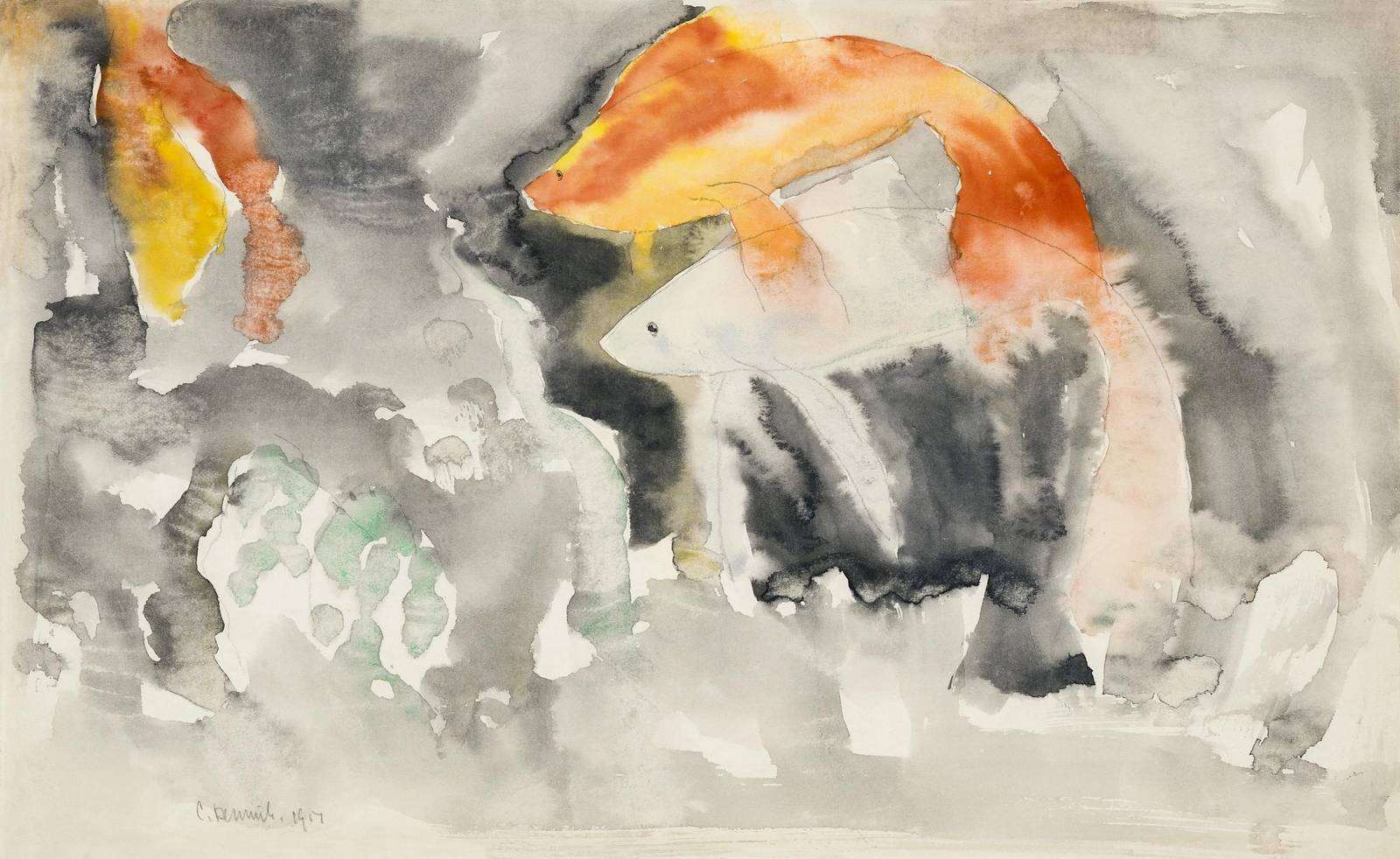 Serene Koi Fish Watercolor Wall Art
