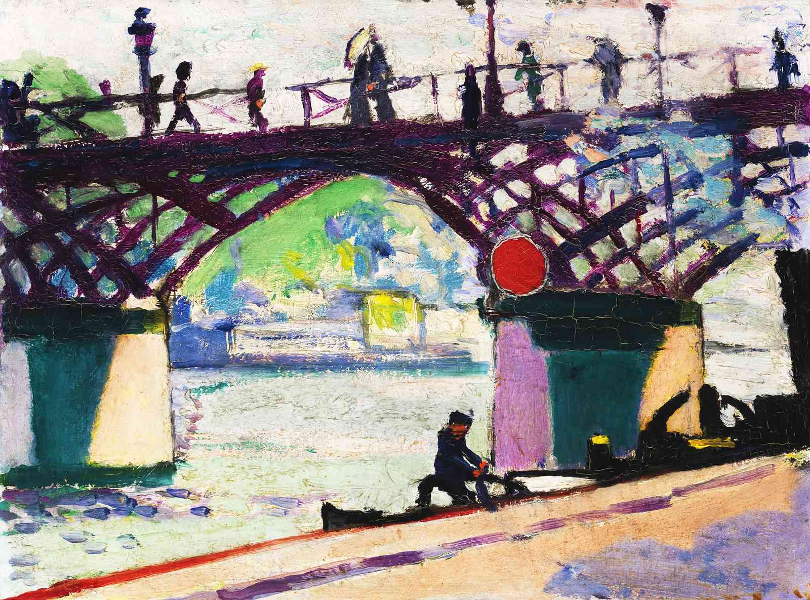Vibrant Bridge Scene Impressionist Wall Art