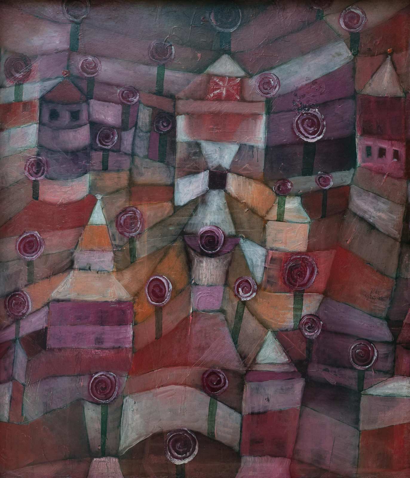 Abstract Rose Garden City Wall Art