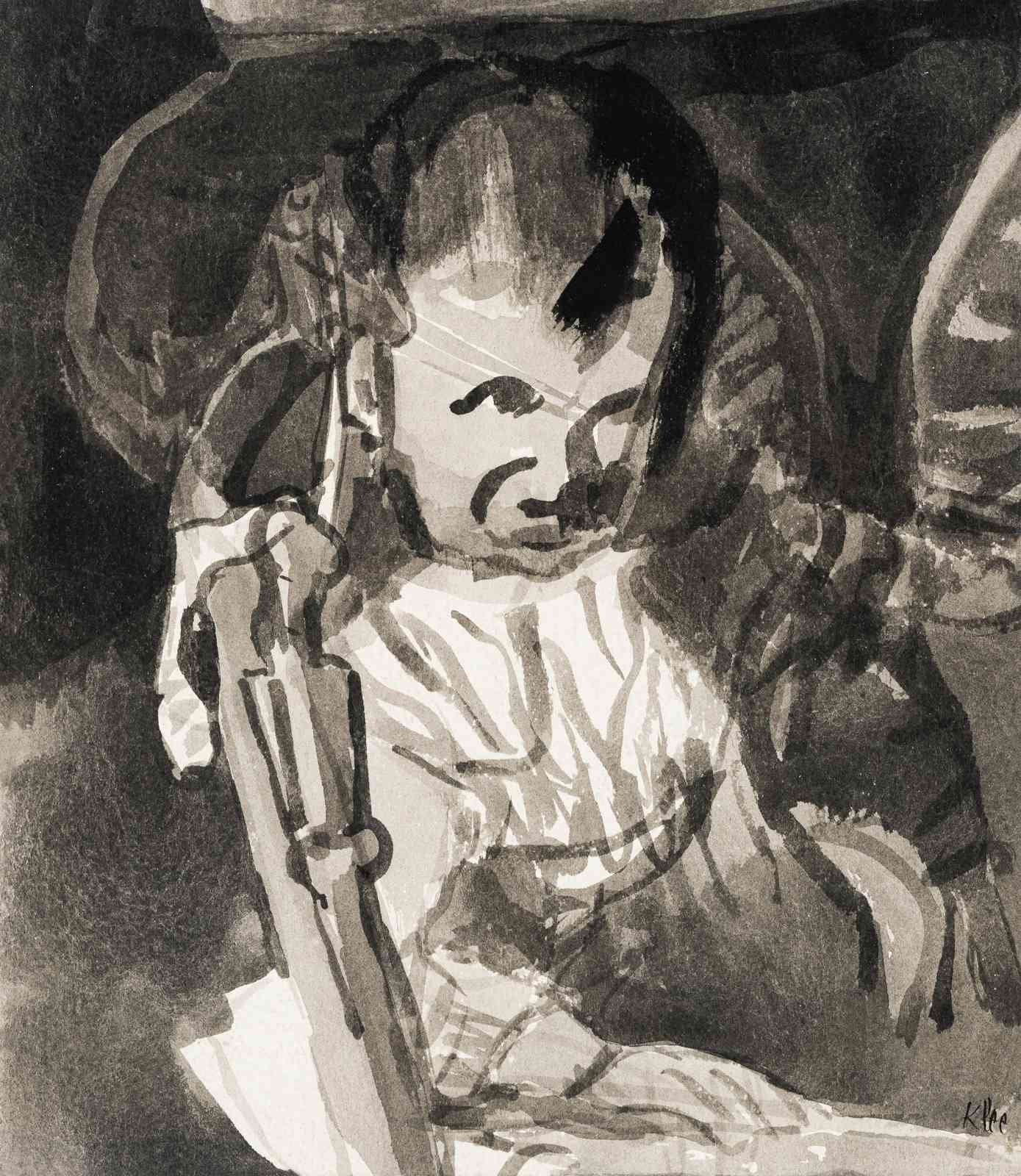 Thoughtful Portrait Sketch Wall Art