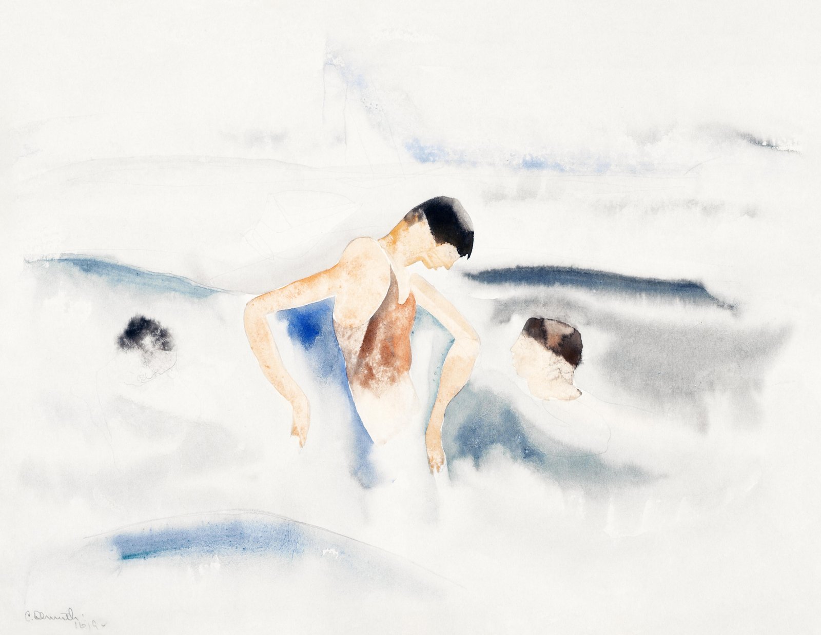 Serene Swimmers Watercolor Wall Art
