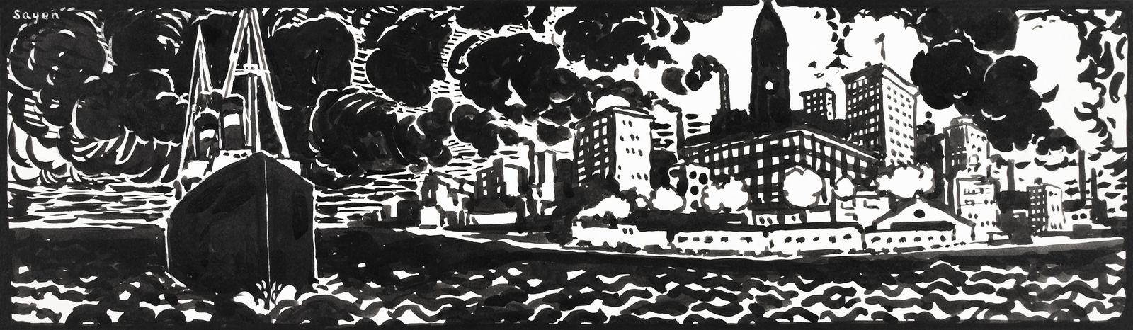 Dramatic Cityscape & Sailboat Wall Art