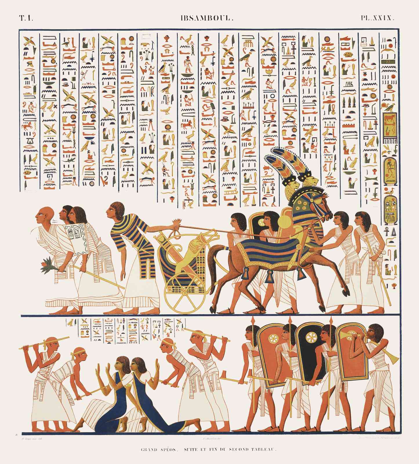 Ancient Egyptian Procession & Hieroglyphs Wall Art