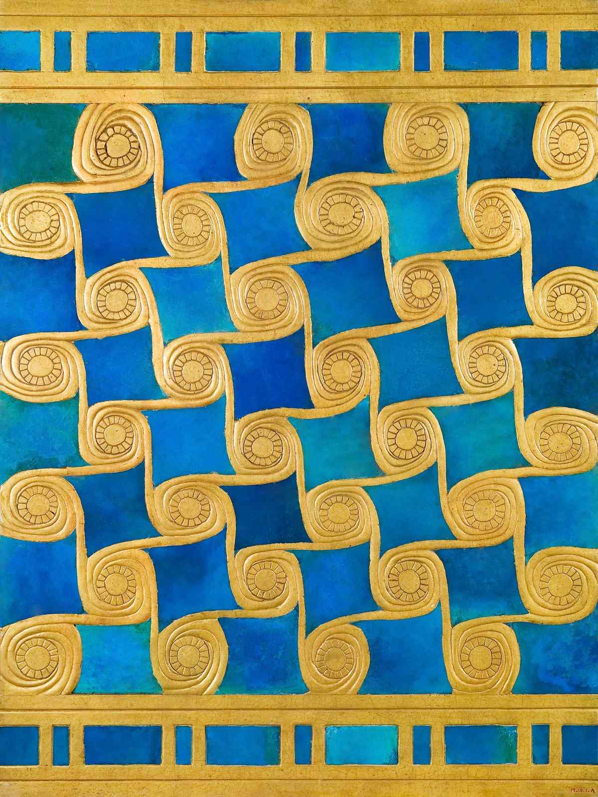 Gold & Blue Swirl Art Nouveau Wall Art