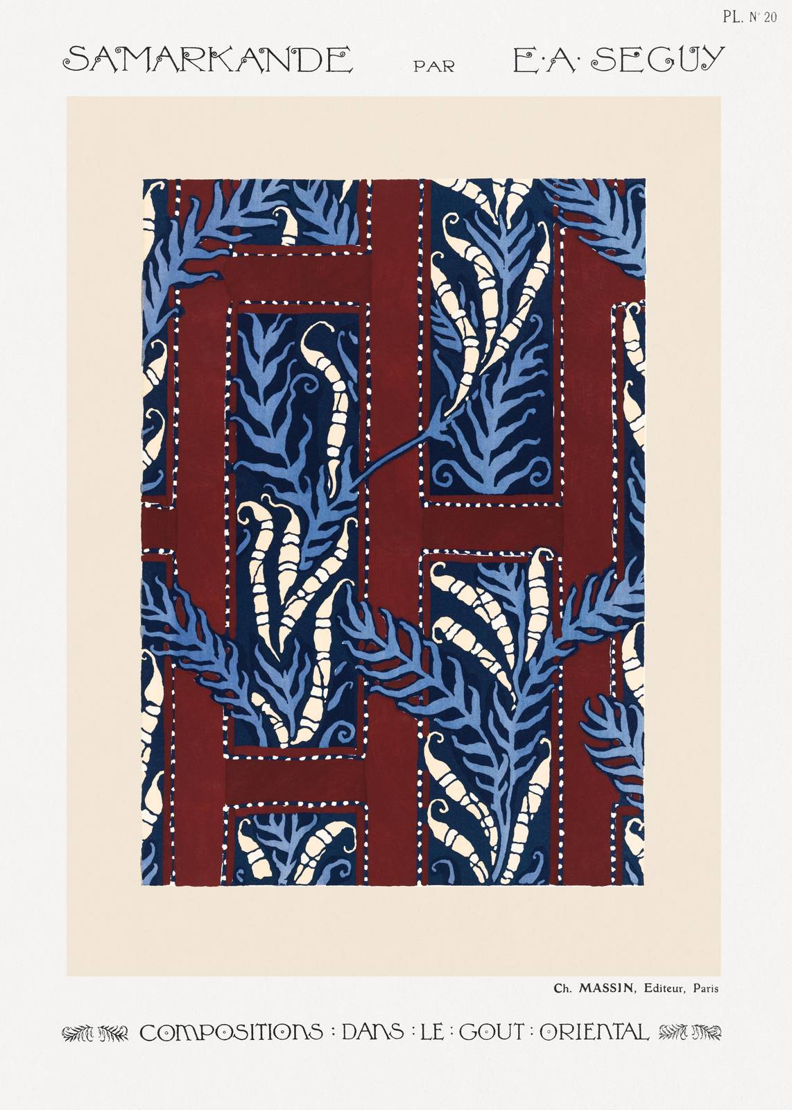 Samarkande Art Deco Blue Botanical Wall Art