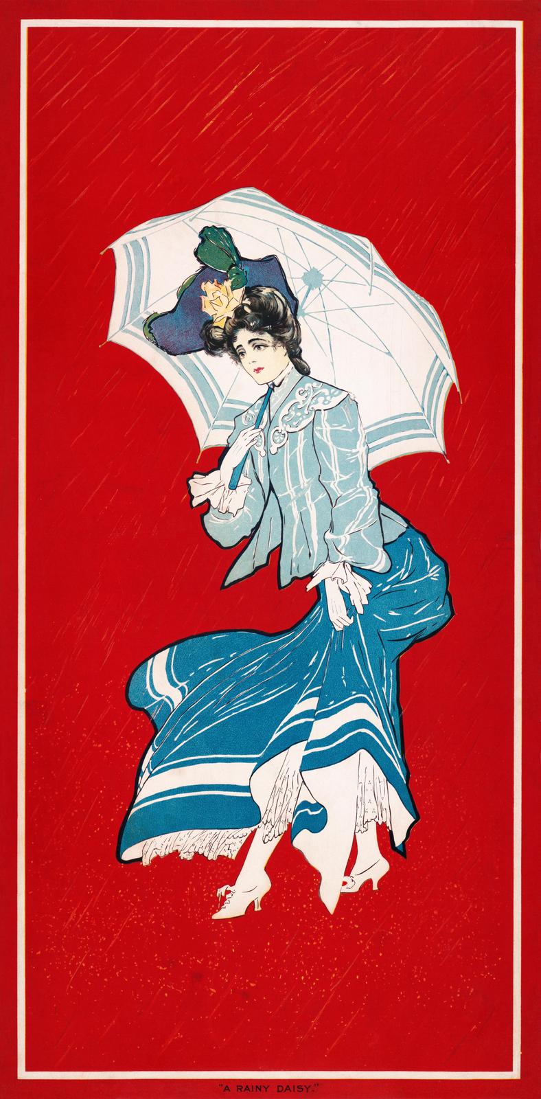 Elegant Lady Rainy Day Art Wall Art