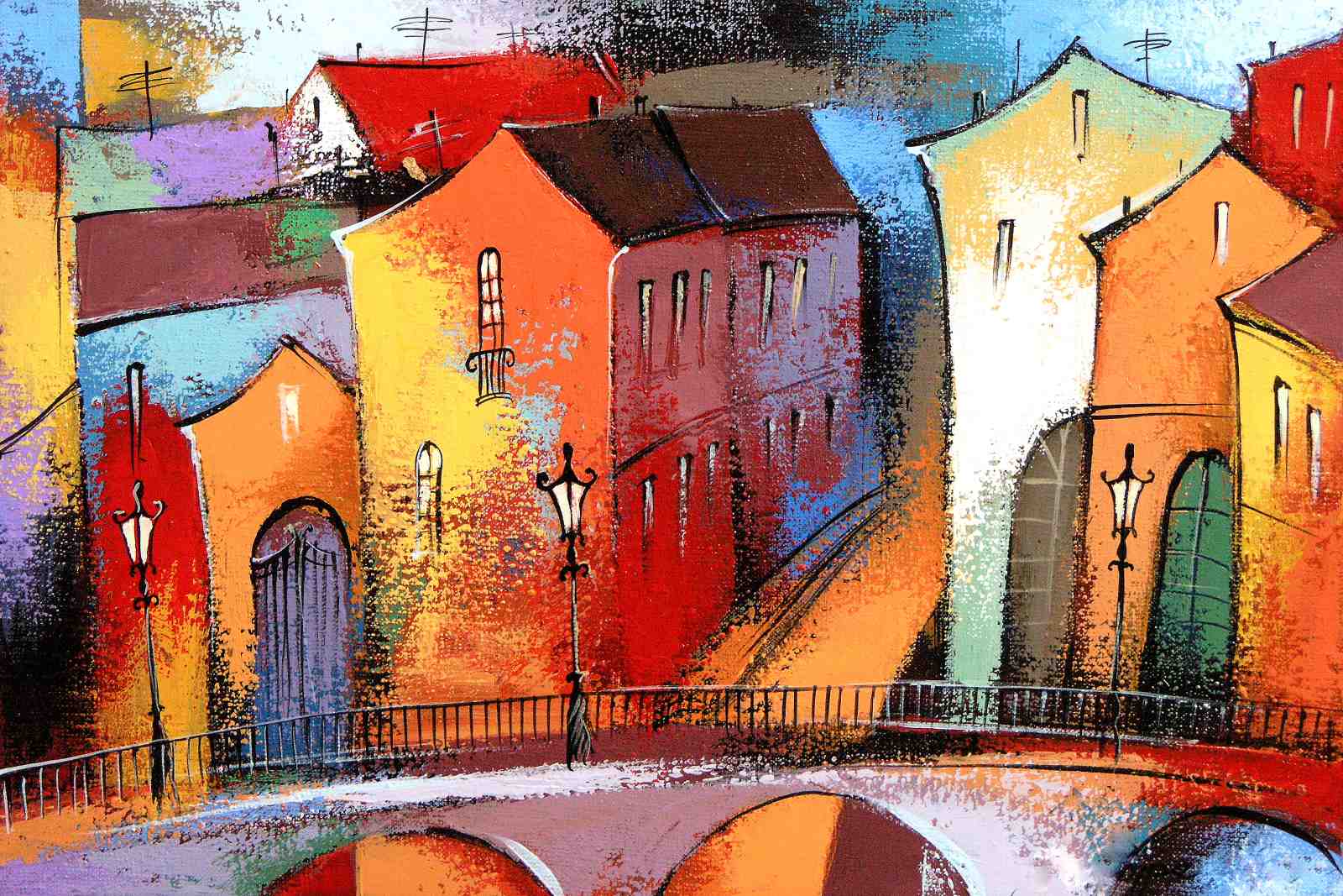 Vibrant Cityscape Abstract Wall Art