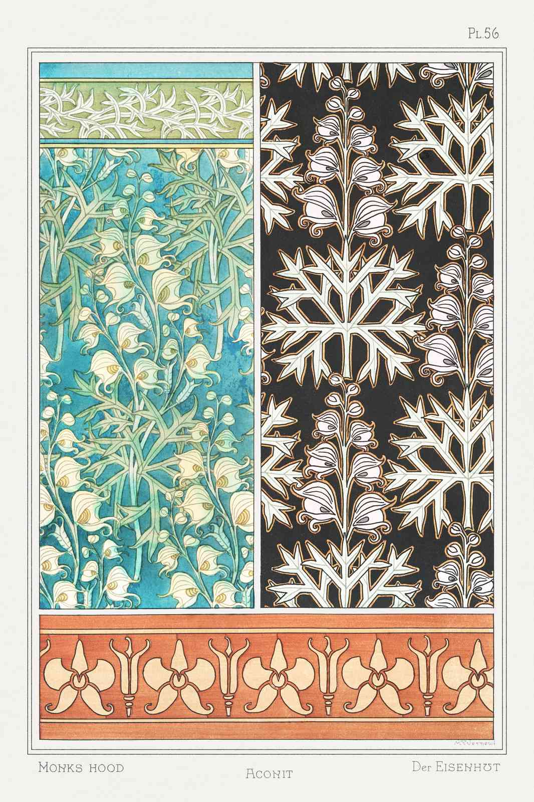 Monks Hood Floral Art Nouveau Wall Art